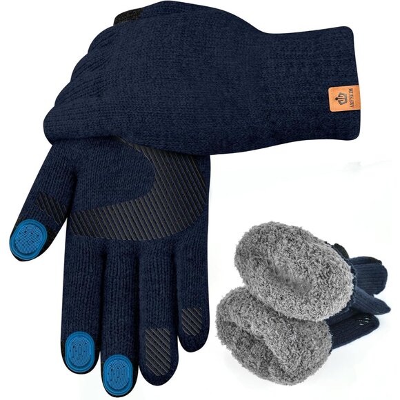 Mens Thermal Winter Gloves Touchscreen Non-Slip Knit Elastic Cuff Warm Gloves w